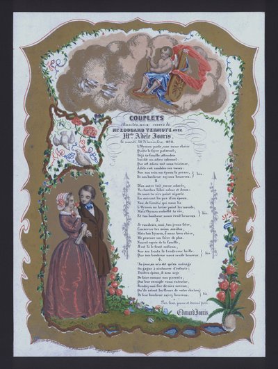 Couplets, gesungen bei der Hochzeit von Edouard Termote und Adele Jooris, Frankreich von French School