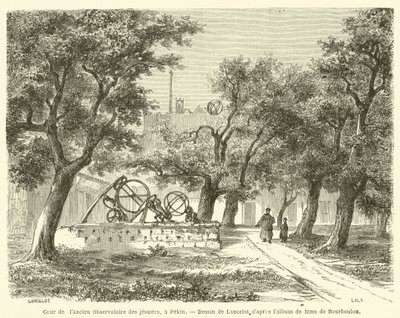 Hof des alten Jesuitenobservatoriums in Peking (Gravur) von French School