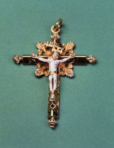 Kruzifix, das Maria Stuart dem letzten Abt von Westminster, John Feckenham, schenkte (Gold und Emaille) von French School