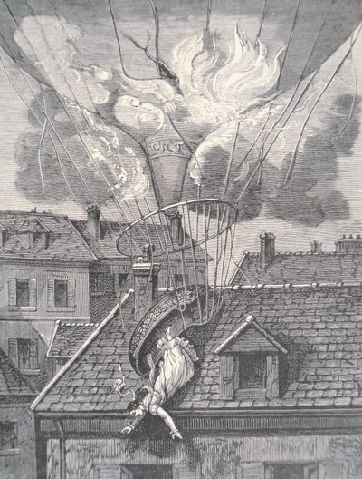 Tod von Madame Blanchard bei einem Luftfahrtunfall im Jahr 1819 von French School