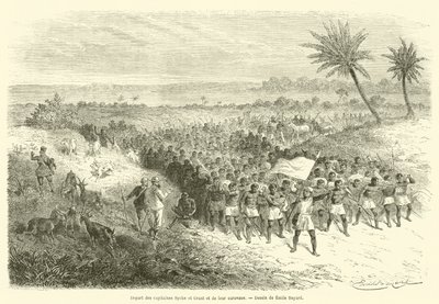 Abreise der Kapitäne Speke und Grant und ihrer Karawane von French School
