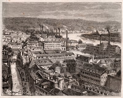 Elbeuf - Seine-Maritime - Gravur in „La France illustree: Geographie, Geschichte, statistische Verwaltung“ von V.A. Malt-Brown. 1884 von French School