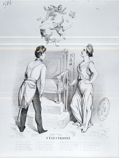 Elektrizität, Karikatur der Revolution von 1848 von French School