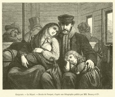 Auswanderer, Die Abreise (Gravur) von French School