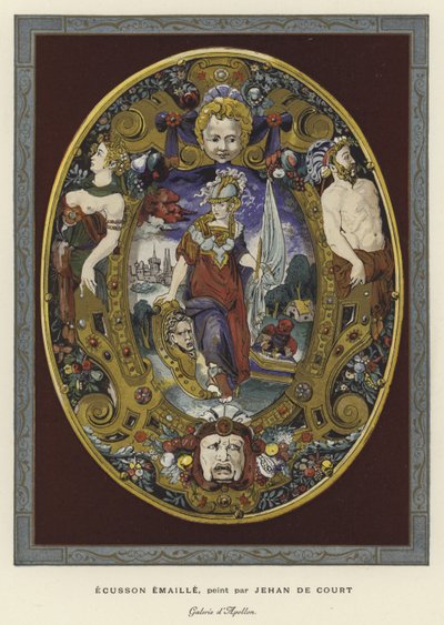 Emailliertes Wappenschild gemalt von Jean Decourt, 16. Jahrhundert von French School