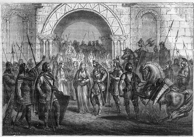 Einzug von Chilperich I. (539-584), König der Franken, und Galswintha in Rouen von French School