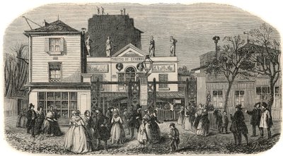 Eingang des Theaters von Luxemburg genannt Bobino im 19. Jahrhundert - Gravur in „Tableau-de-Paris“ von Edmond Texier 1852 von French School