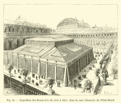 Kunstausstellung von 1850 bis 1852, im Ehrenhof des Palais-Royal von French School