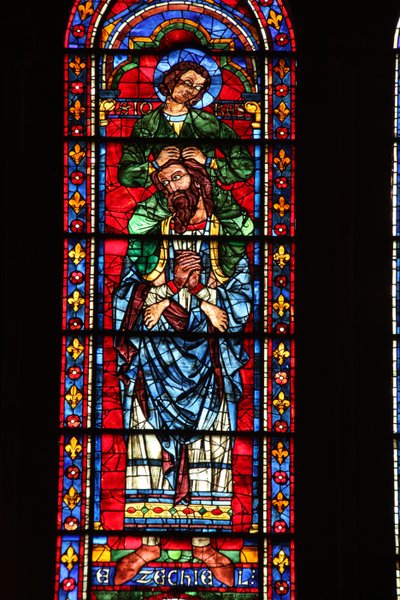 Ezechiel mit St. Johannes auf seinen Schultern von French School