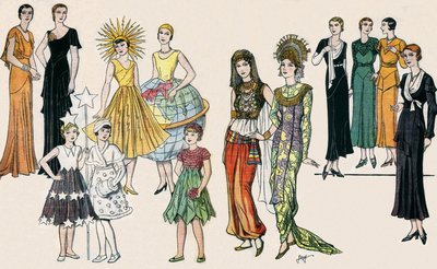 Französische Damen- und Kinderkleidung von French School