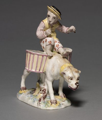 Figur eines Affen auf einem Hund, Hersteller Mennecy-Villeroy-Manufaktur, Frankreich, ca. 1760 von French School