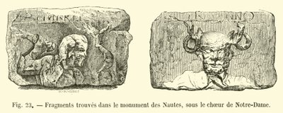 Fragmente gefunden im Monument der Nautes, unter dem Chor von Notre-Dame von French School