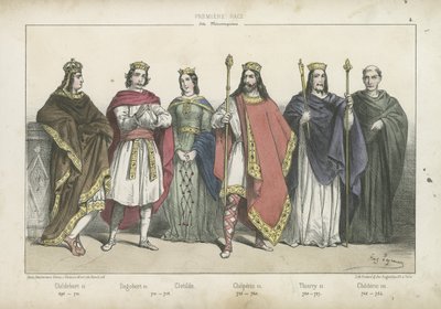 Fränkische Könige und Königinnen der Merowingischen Dynastie von French School