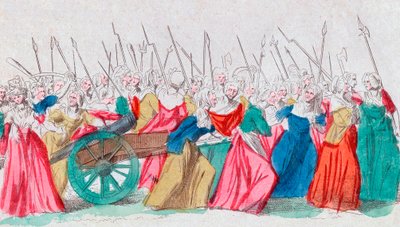 Französische Revolution: „Nach Versailles, nach Versailles“ - Der Marsch der Frauen auf Versailles, Paris, 5. Oktober 1789 von French School