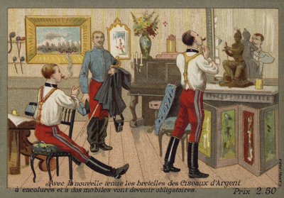 Französische Soldaten mit Hosenträgern von French School