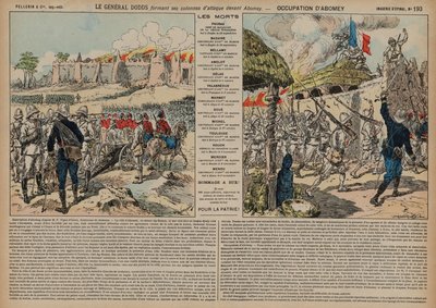 Französische Truppen unter dem Kommando von General Alfred-Amedee Dodds greifen Abomey, Dahomey, Zweiter Französisch-Dahomeischer Krieg an von French School