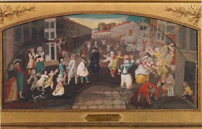 Spaß und Spiele in den Straßen von Paris - Rue St. Antoine (Gemälde auf Leinwand) von French School