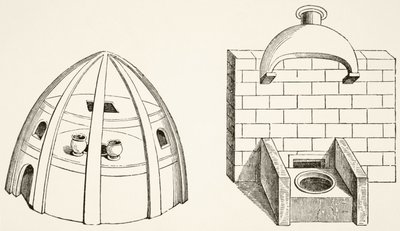 Öfen, wie sie von Wissenschaftlern und Alchemisten im Mittelalter verwendet wurden, aus Wissenschaft und Literatur im Mittelalter von Paul Lacroix (1806-84), veröffentlicht in London 1878 von French School