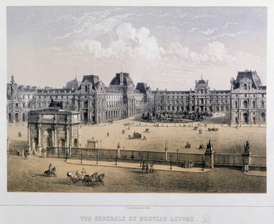 Gesamtansicht des neuen Louvre: Arc du Carrousel - Gravur des 19. Jahrhunderts von French School