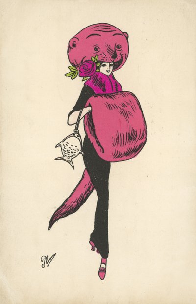 Mädchen mit seltsamem Tierfell-Outfit von French School