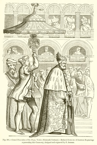 Große Prozession des Dogen, Venedig von French School