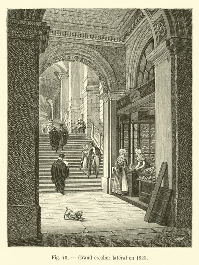 Seitliche große Treppe im Jahr 1825 von French School