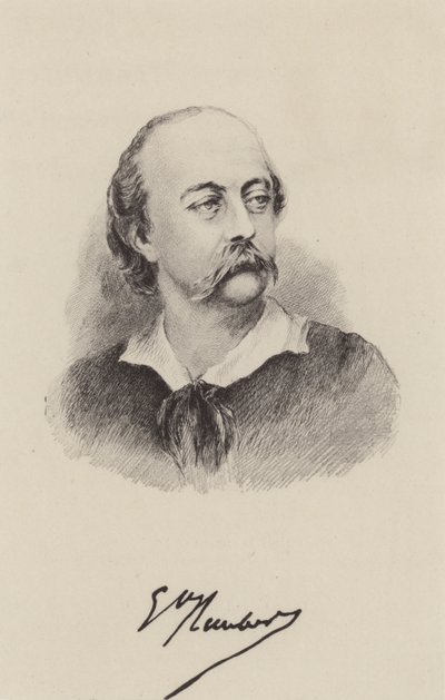 Gustave Flaubert, französischer Romanautor (Gravur) von French School
