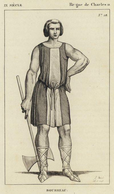 9. Jahrhundert, Herrschaft von Karl II., Henker (Gravur) von French School