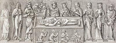 Illustration nach dem Basrelief auf dem Grab von Elisabeth von Ungarn, aus 