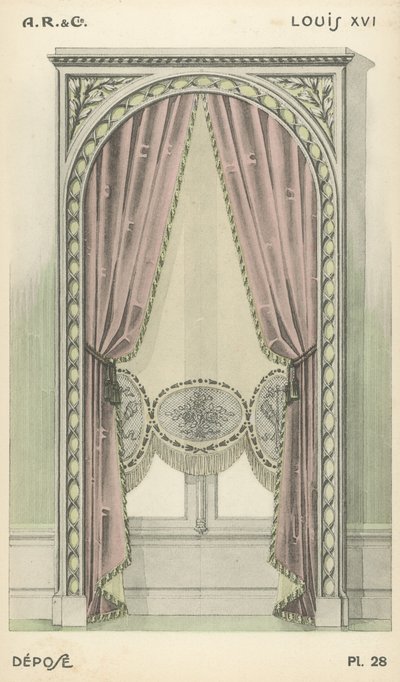 Illustration aus dem Innenarchitektur-Produktkatalog von A R & Cie, Frankreich von French School