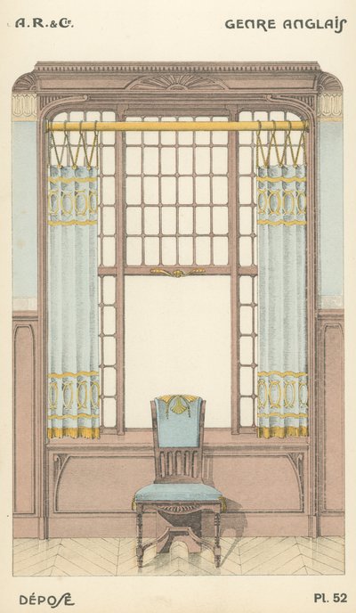 Illustration aus dem Innenarchitektur-Produktkatalog von A R & Cie, Frankreich von French School