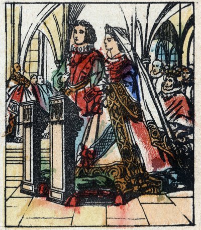 Illustration zu Charles Perraults Märchen „Aschenputtel oder Der kleine Glasschuh“. Holzstich von Imaging Pellerin - Epinal, sp. 19. Jahrhundert. von French School
