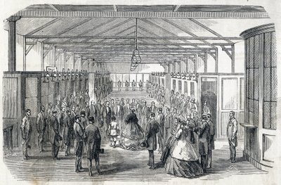 Kaiserin Eugenie und der kaiserliche Prinz besuchen die Bank von Frankreich, 23. Juni 1866 - Gravur in Le MONDE Illustrous DU 07/07/1866 von French School