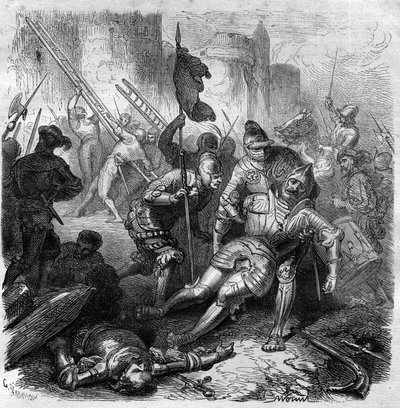 Schlacht gegen Heinrich IV. des Heiligen Römischen Reiches am 14. Oktober von French School