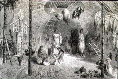 Innenraum einer indischen Hütte in den 1860er Jahren von French School