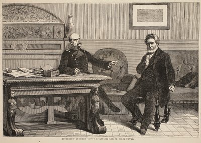 Interview zwischen Graf Bismarck und M. Jules Favre, September 1870, Illustration aus Cassells Geschichte des Krieges zwischen Frankreich und Deutschland, 1870-1871 von French School