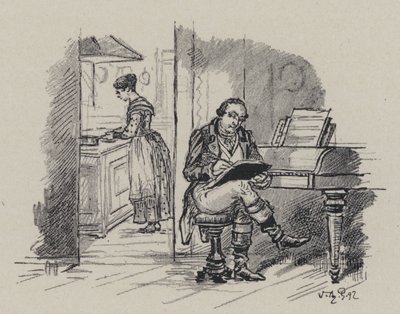 Der italienische Komponist Gioachino Rossini komponiert zu Hause von French School