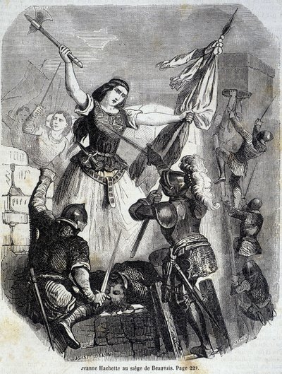 Jeanne Hachette in Beauvais im Jahr 1472 - in „Histoire de France“ von L.-P. Anquetil von French School