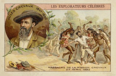 Jules Crevaux (1847-1882) am Ufer des Rio Pilcomayo in Argentinien am 27. April 1882 von French School