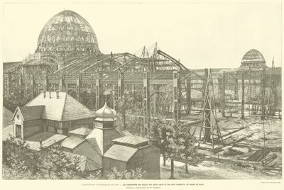 Die Weltausstellung von 1889, Die Rahmen der Paläste der Schönen Künste und der Freien Künste, auf dem Marsfeld, nach dem Foto von M. Godefroy von French School