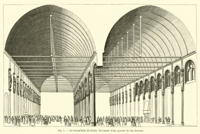 Die Große Halle des Palastes, Faksimile eines Stiches von Du Cerceau von French School