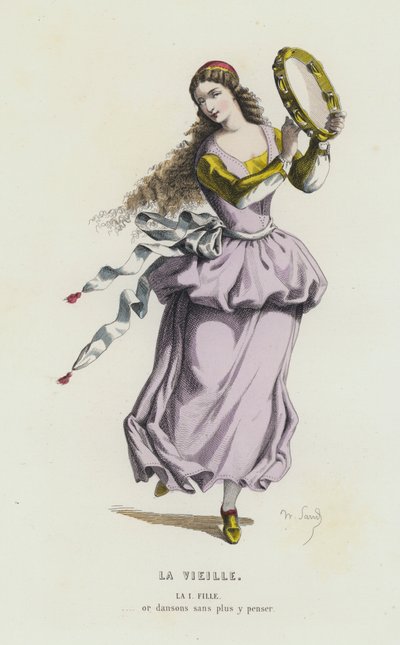 La Vieille (farbiger Stich) von French School