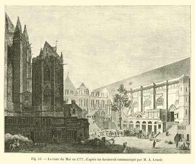 Der Hof des Mai im Jahr 1777, nach einem Dokument von M. A. Lenoir von French School