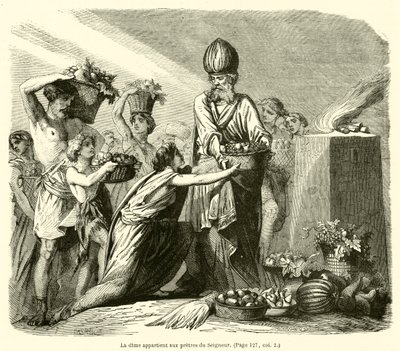 Der Zehnte gehört den Priestern des Herrn (Gravur) von French School