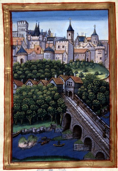 Die Stadt Lyon - in „Roman de Palamus, Erzählung von Lion“ von Simphorian-Champier von French School