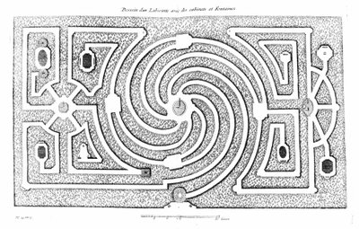 Labyrinthprojekt mit Kabinetten und Brunnen. Basierend auf der Theorie und Praxis der Gartenkunst von A. J. Dézailler D
