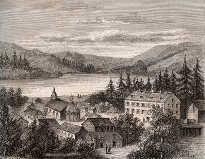 Lac de Gerardmer - Elsass Champagne Ardenne Lothringen - Gravur in „La France illustree: Geographie, Geschichte, statistische Verwaltung“ von V.A. Malt-Brown. 1884 von French School
