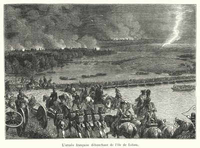 Die französische Armee, die von der Insel Lobau ausrückt von French School