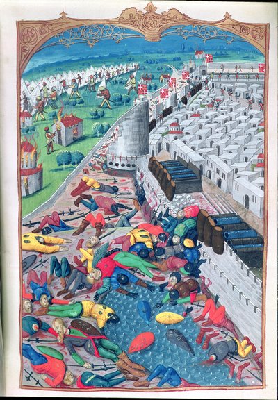 Nach ehrenvoller Kapitulation, aus A History of the Siege of Rhodes von Guillaume Caoursin, 1483 von French School
