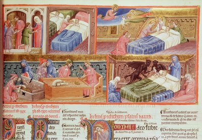 Guter Mann wird in den Himmel und gieriger Mann in die Hölle gebracht, aus der Hebraica Romana Gallica von French School